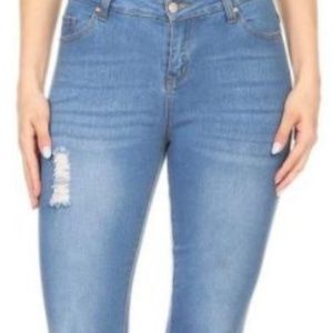 Sale! Jvini Distressed Stretch Denim Jeggings 8014